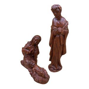 Vintage Wood Grain Ceramic Nativity Scene Joseph Mary Baby Jesus LOT 3 READ